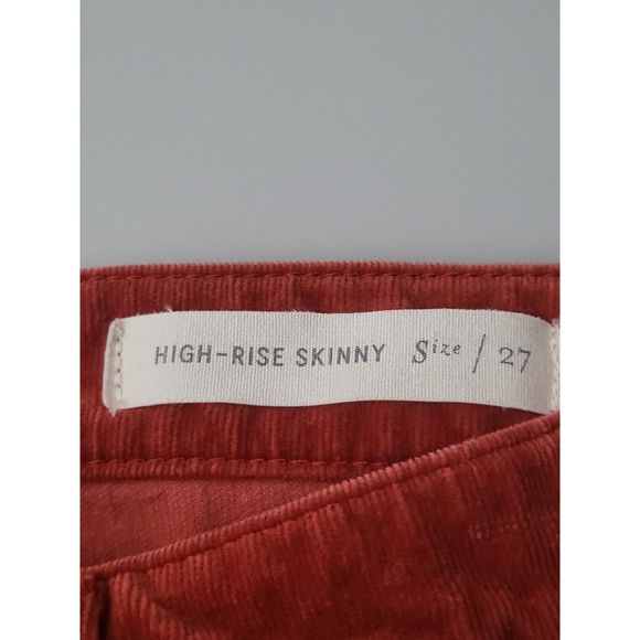 Pilcro and the Letterpress Corduroy High Rise Skinny Pants Size 27 Copper Hippie - Picture 4 of 11